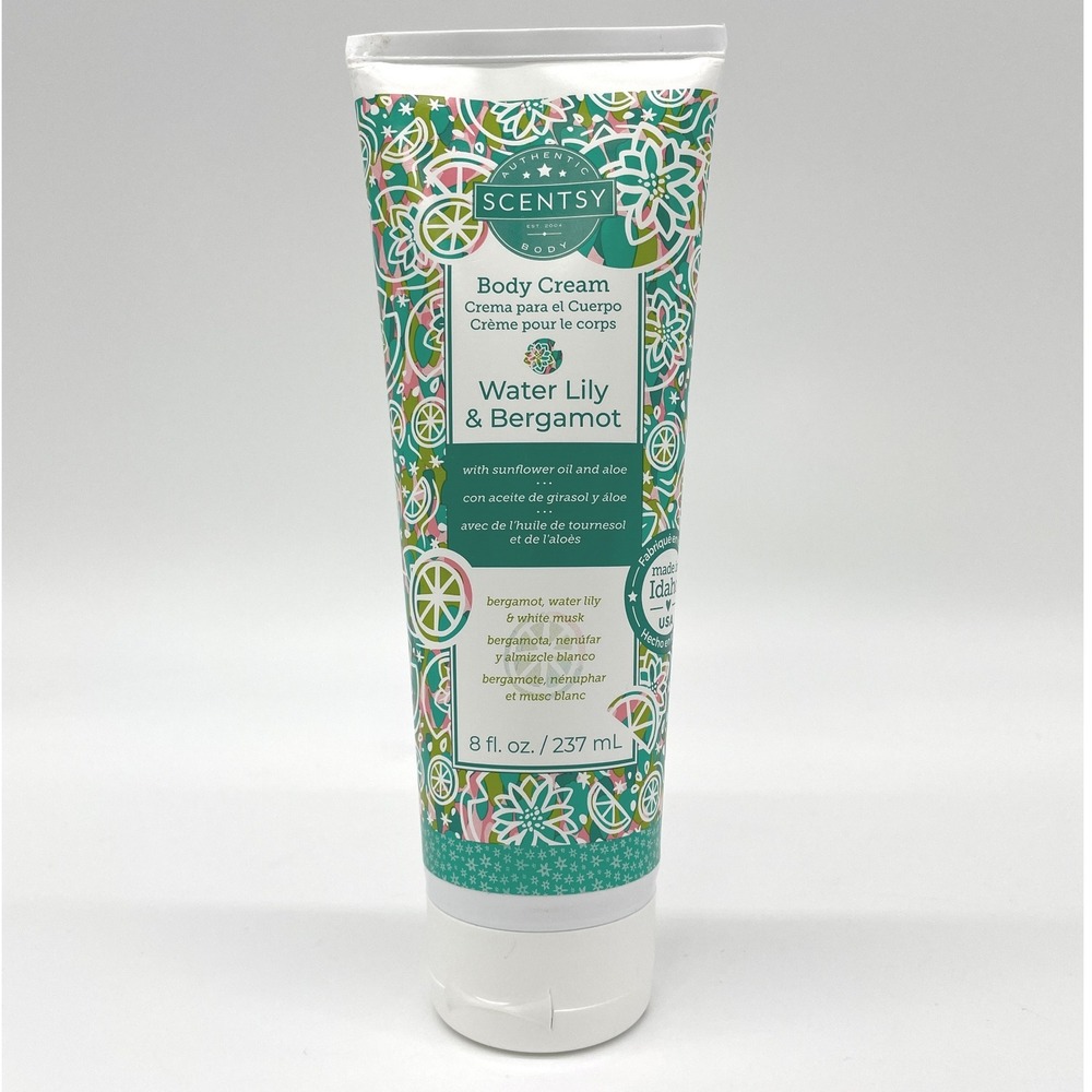 Scentsy Water Lily And Bergamot Body Cream 8oz Aloe Sunflower Oil Spa Pampering